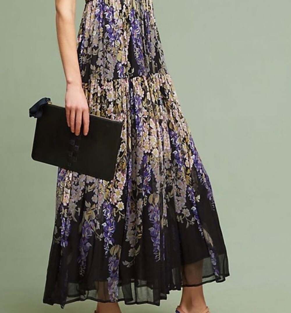 Anthropologie Floreat Dahlia Floral Pleated Maxi Dress - Picture 2 of 4